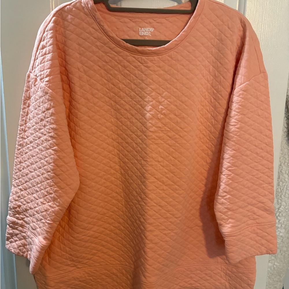 Lands' End Women's Quilted Coral Sweatshirt